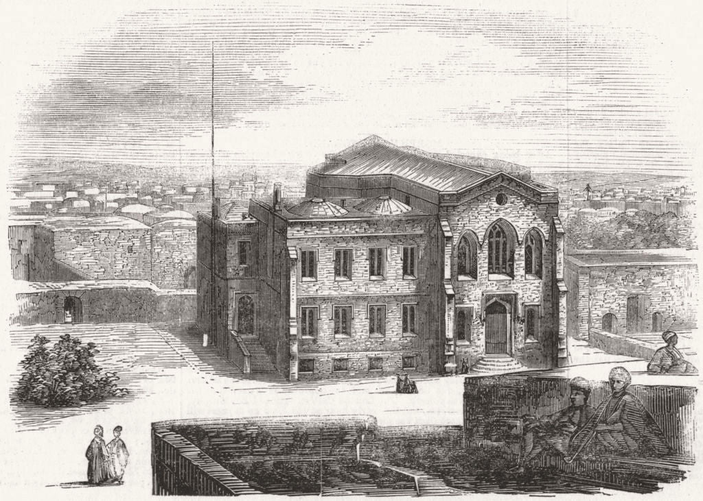 ISRAEL. British chapel at Jerusalem 1859 old antique vintage print picture